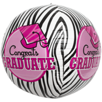 Congrats Grad Pink Zebra Sphere Balloon