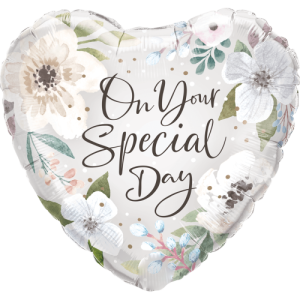 Special Day White Floral Balloon Small Image
