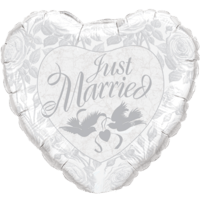 Just Married Silver heart Balloon