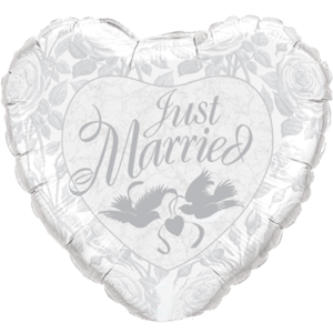Just Married Silver heart Balloon Small Image