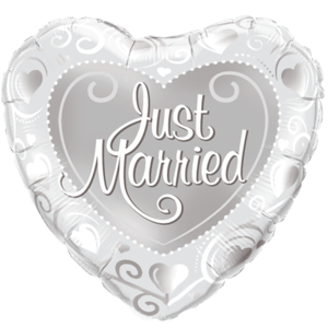 Just Married Silver Foil Balloon Balloon Small Image