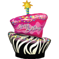 Birthday Funky Zebra Stripe Cake Balloon