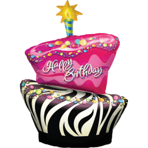 Birthday Funky Zebra Stripe Cake Balloon Small Image