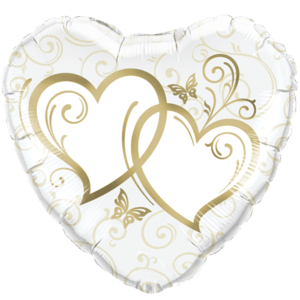 36" Gold Entwined Hearts Balloon Small Image