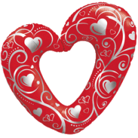 Hearts & Filigree Red Heart Balloon