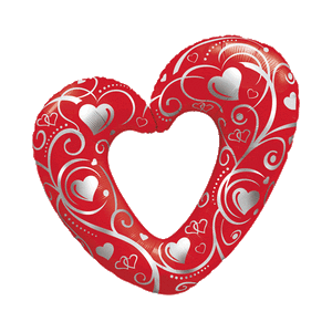 Hearts & Filigree Red Heart Balloon Small Image