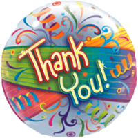 Thank You Swirling Streamers Bubble Balloon