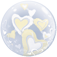 Lots O' White Hearts Floating Bubble Balloon