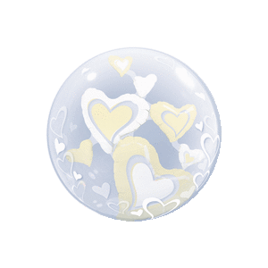 Lots O' White Hearts Floating Bubble Balloon Small Image