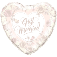 Just Married Rose Heart Balloon