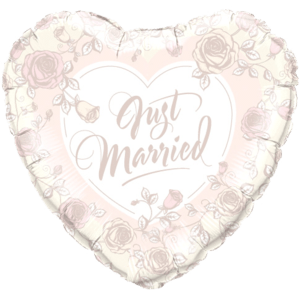 Just Married Rose Heart Balloon Small Image