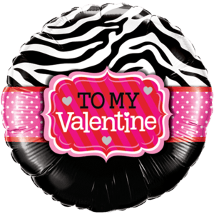 To My Valentine Zebra Balloon Small Image