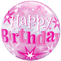 Birthday Pink Starburst Bubble Balloon