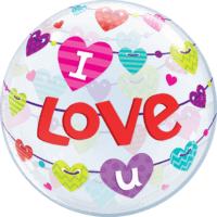 22" I Love U Banners Hearts Balloon