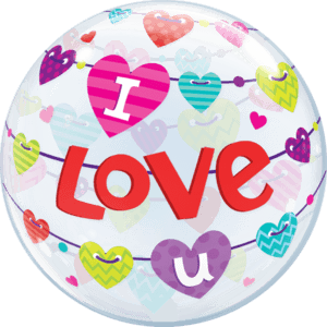 22" I Love U Banners Hearts Balloon Small Image