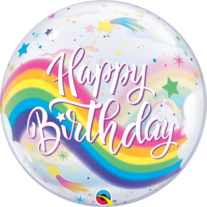 Birthday Rainbow Unicorns Bubble Balloon Small Image
