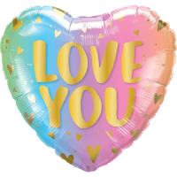 Love You Pastel Ombre & Hearts Balloon